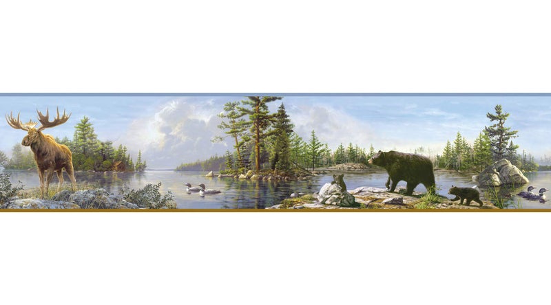 Chesapeake HTM48541B Frida Blue Lake Portrait Wallpaper Border - Image 1